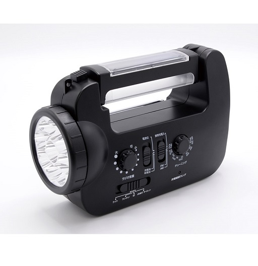 ソーラーパネル内蔵手回し充電ラジオライト